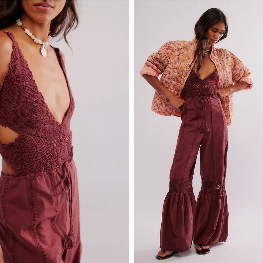 Free People Freya Crochet One Piece Jumpsuit - NWT - Picture 3 of 7